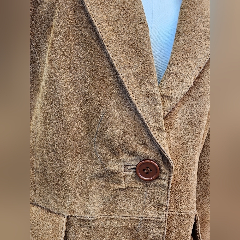 Bagatelle Brown Leather Blazer Jacket, Size 10P - Picture 2 of 7
